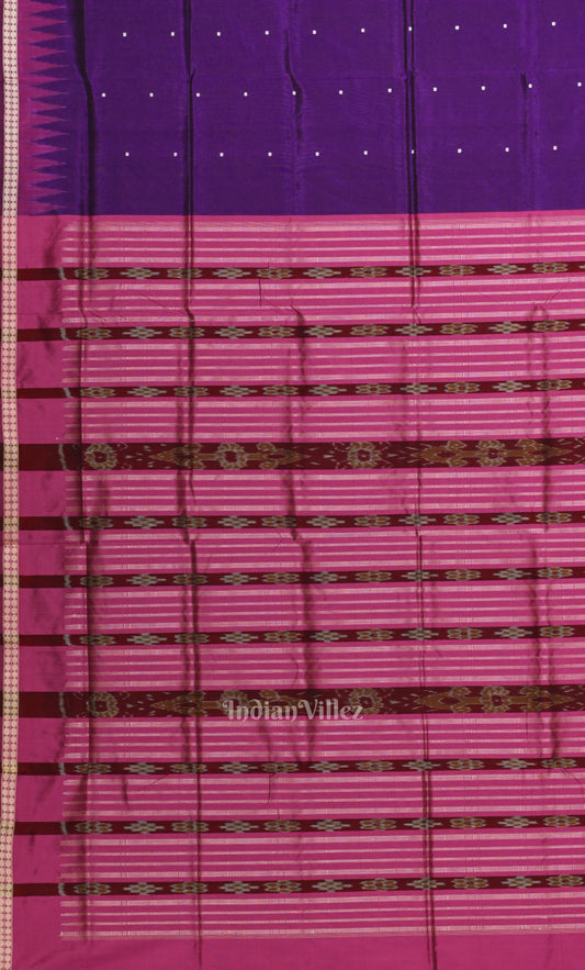 Purple  Pink Single Butta Design Odisha Ikat Bomkai Silk Saree
