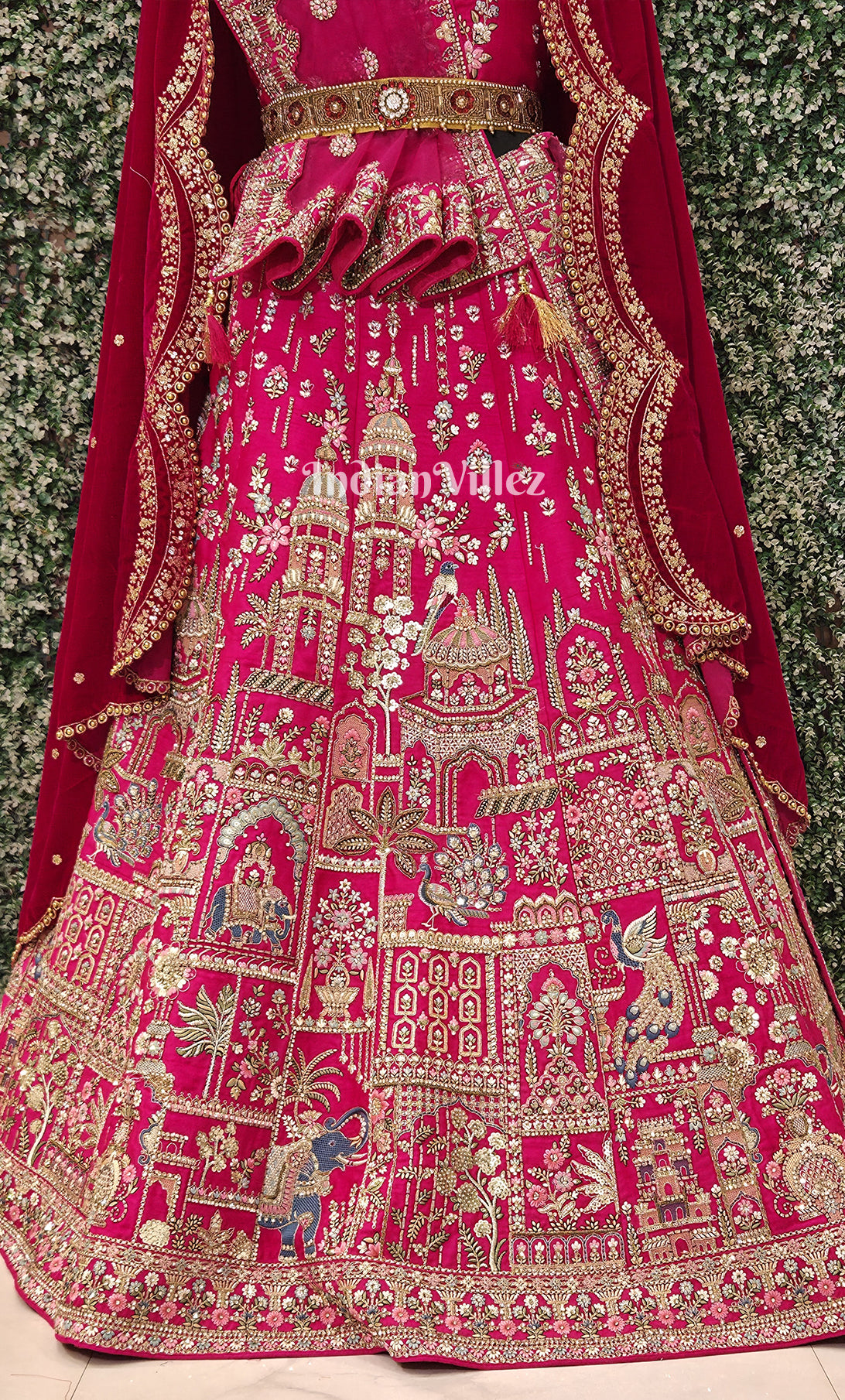 Gergeous Designer Rani Pink  Bridal Zardosi Lehenga Choli With Dupatta