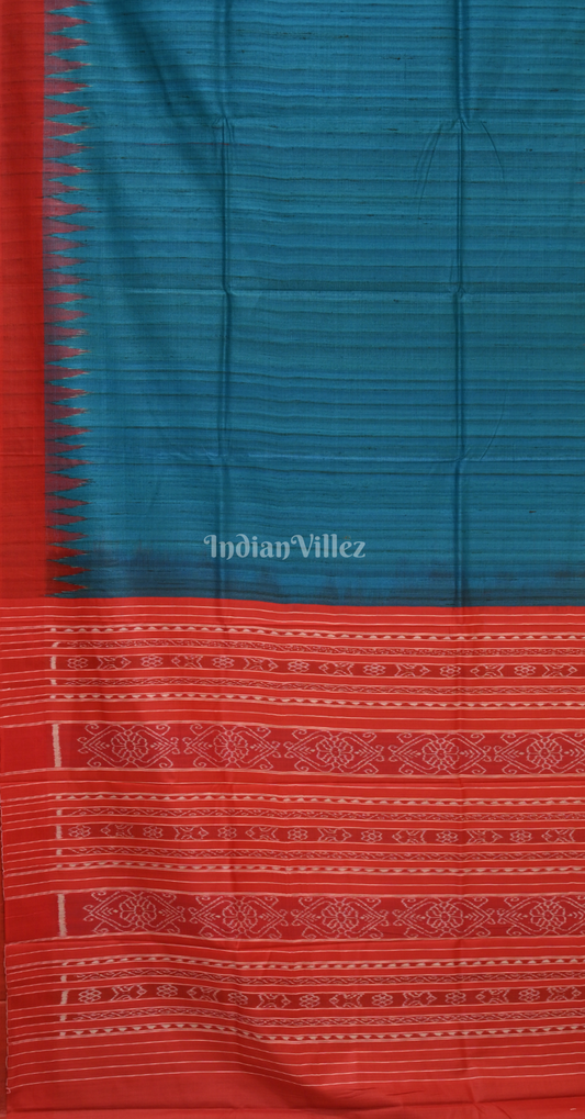 Blue Red Gopalpur Tussar Silk Saree