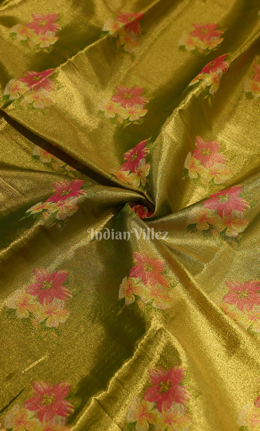 Mehendi Green Dual Tone Digital Print Kanjivaram Silk Saree