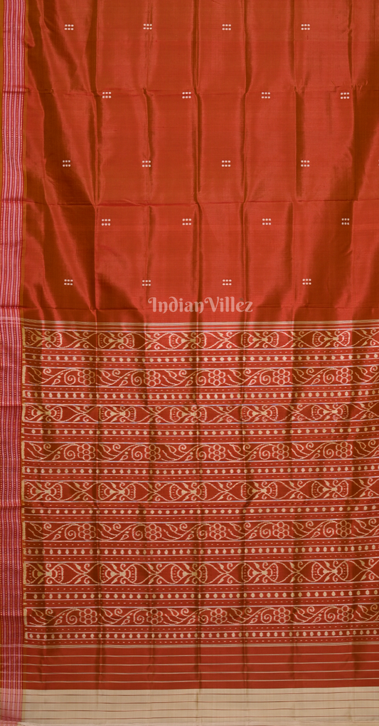 Maroon Beige Butti Design Odisha Ikat Sambalpuri Silk Saree