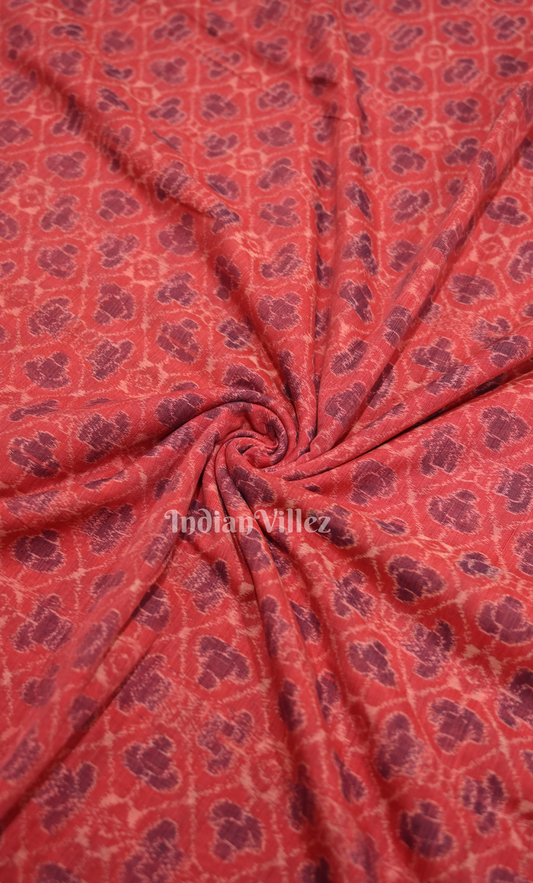 Red Floral Motif Odisha Ikat Sambalpuri Cotton Fabric