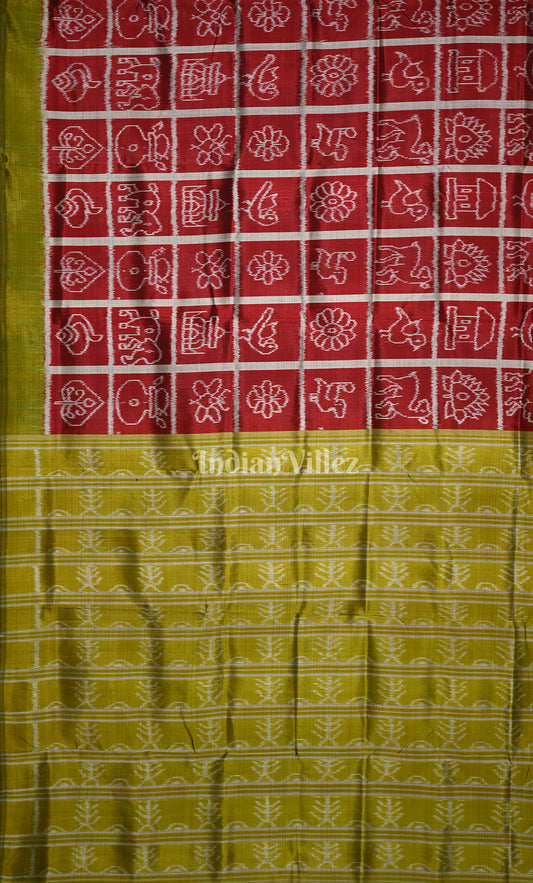 Maroon Green Nabkothi Odisha Ikat Contemporary Designer Silk Saree