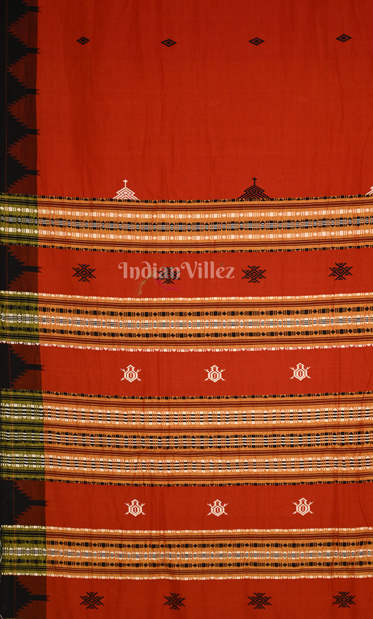 Red Black Odisha Handloom Natural Dye Kotpad Tussar Saree