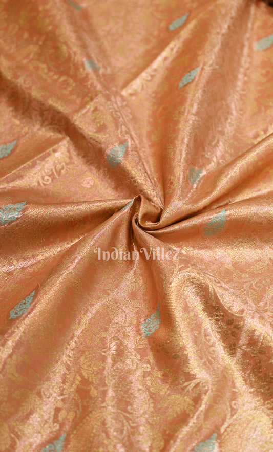 Bridal Orange Blue Brocade Pure Kanjivaram Tissue Silk Saree