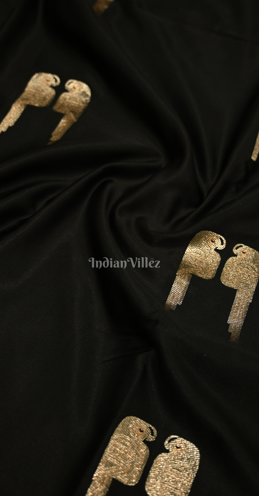 Black Zari Mashru Satin Banarasi Silk Saree