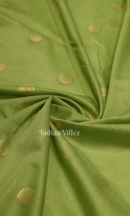 Parrot Green Black Pure Monga Muslin Banarasi Silk Saree