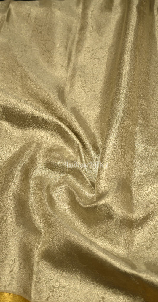 Beige Yellow Dual Tone Pure Kanjivaram Tissue Silk Sare