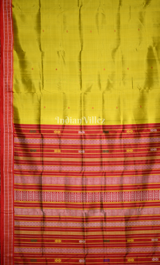 Mehendi Green Red Siminoi Odisha Ikat Khandua Silk Saree