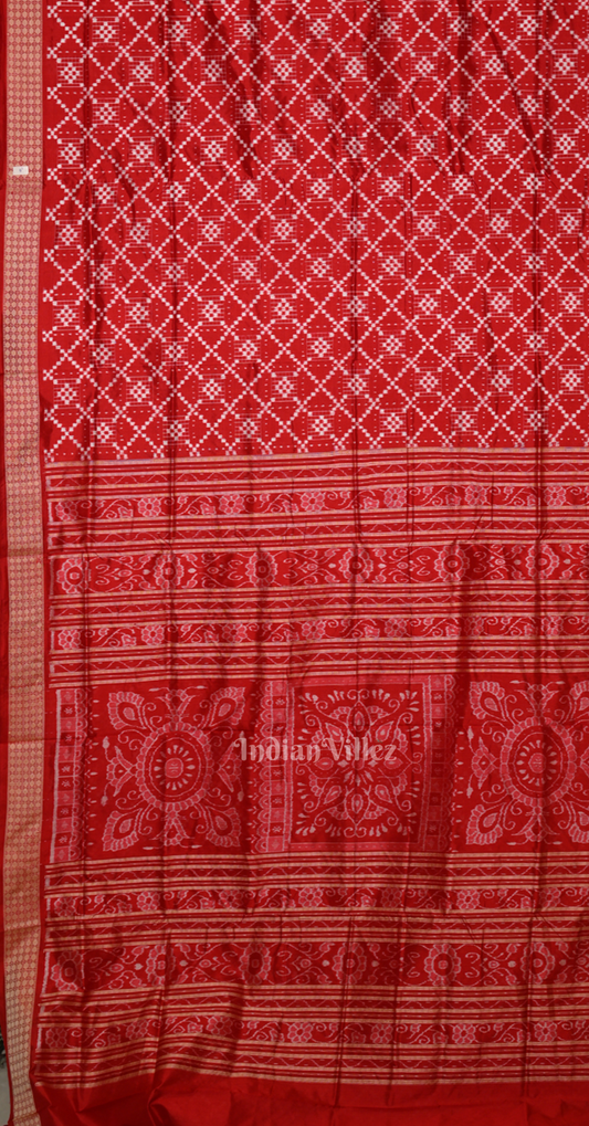 Exclusive Red Mini Pasapali Odisha Ikat Sambalpuri Silk Saree