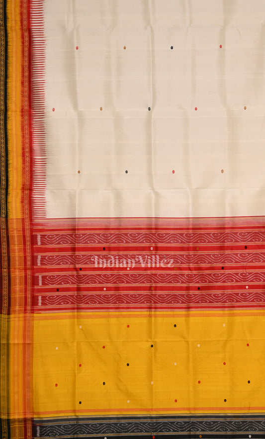 White Red Yellow Black Kathiphera Odisha Ikat Khandua Silk Saree
