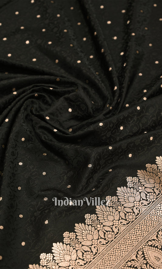 Black Meenakari Pure Mashru Satin Silk Banarasi Saree
