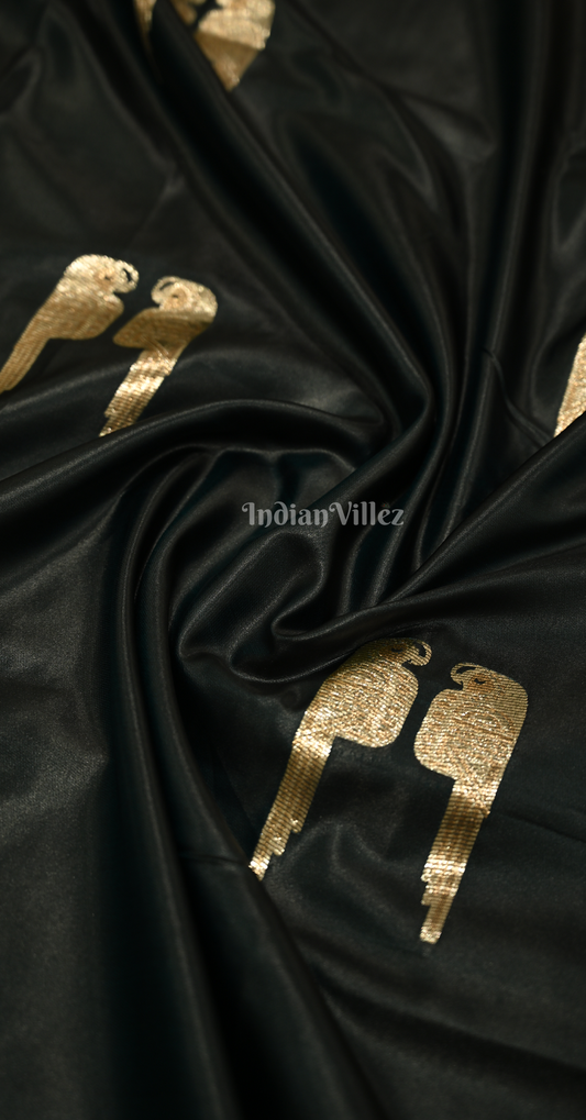 Bottle Green Mashru Satin Banarasi Silk Saree