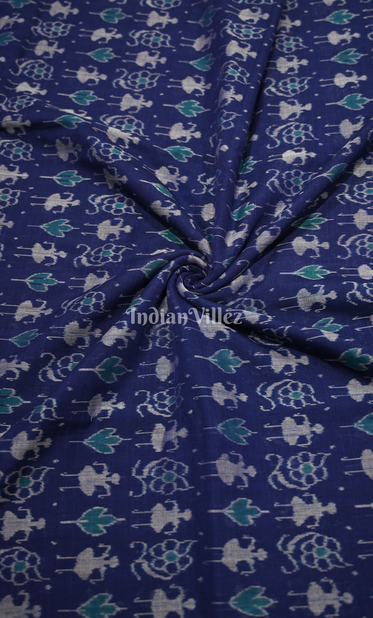 Blue Tribal Theme Odisha Ikat sambalpuri Cotton Fabric