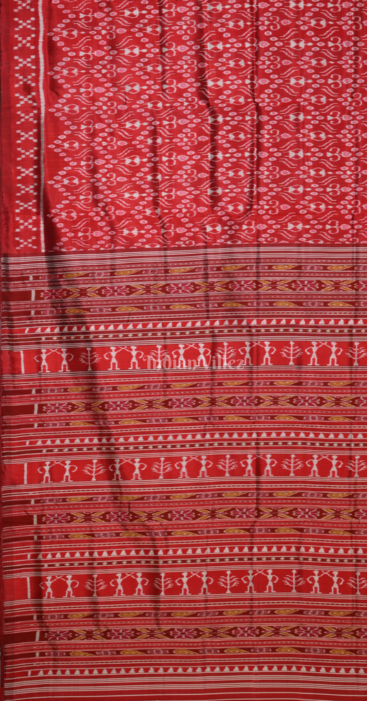 Maroon Tribal Theme Contemporary Designer Silk Saree with Pasapali Border