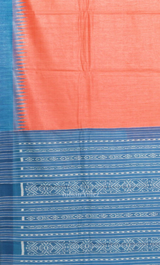 Orange Gopalpur Tussar Silk Saree with Blue Border & Anchal