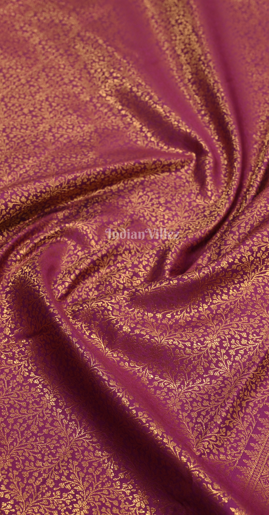 Exclusive Bridal Purple Floral Pure Brocade Kanjivaram Silk Saree