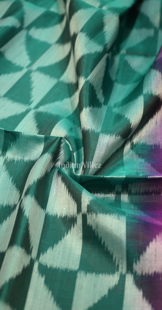 Green Magenta Pink Pochampally Ikat Silk Saree