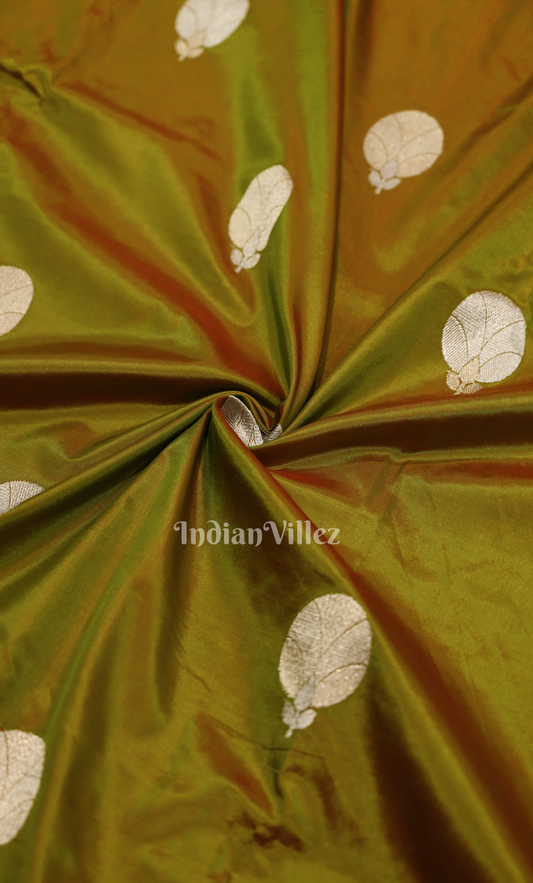 Mehendi Green Dual Tone Pure Katan Banarasi Silk Saree