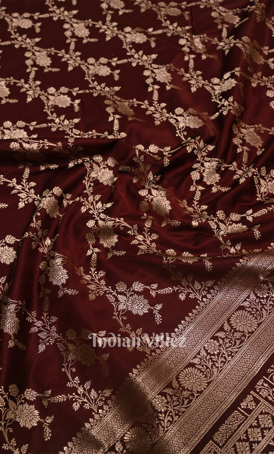 Wine Purple Meenakari Pure Mashru Satin Silk Banarasi Saree