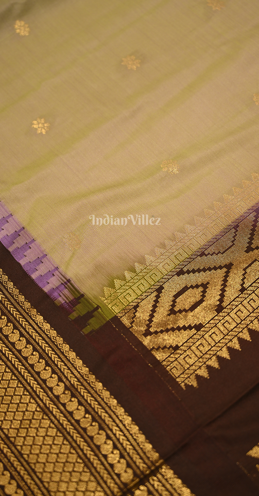 Cream Coffee Butta Design Pure Gadwal Silk Saree