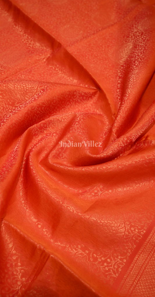 Red Golden Floral Pure Kanjivaram Soft Silk Saree