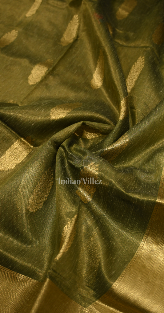 Mehndi Green Paithani Zari Tissue Silk Saree