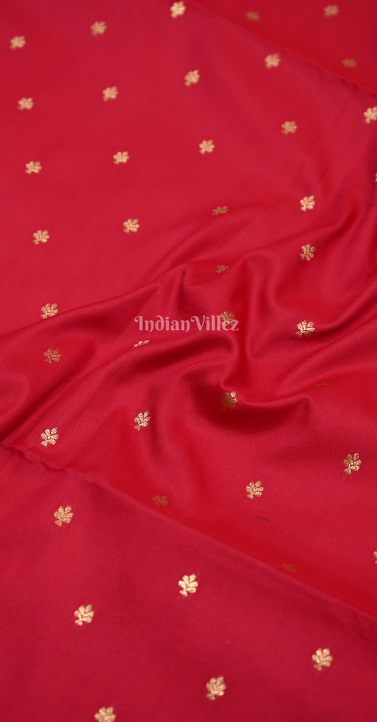 Exclusive Red Buti Design Pure Mashru Satin Silk Banarasi Saree