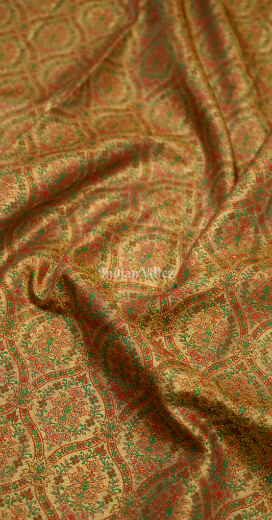 Olive Green Red Bridal Kanjivaram Silk Saree