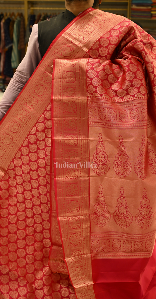 Exclusive Bridal Red Brocade Pure Kanjivaram Silk Saree