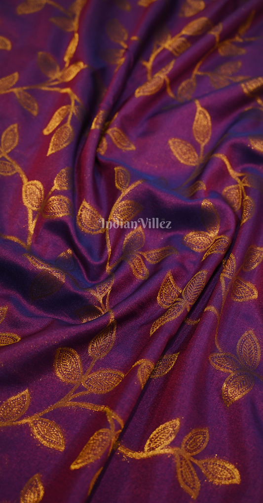 Purple Two Tone Chinon Woven Banarasi Silk Saree