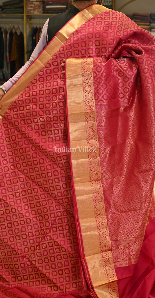 Exclusive Bridal Maroon Brocade Pure Kanjivaram Silk Saree