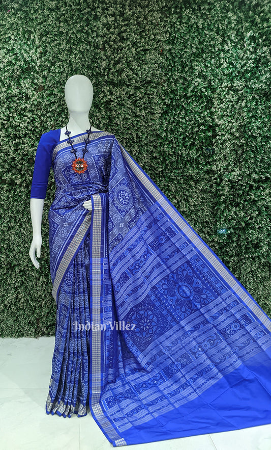 Royal Blue Jhoti Theme Odisha Ikat Sambalpuri Silk Saree