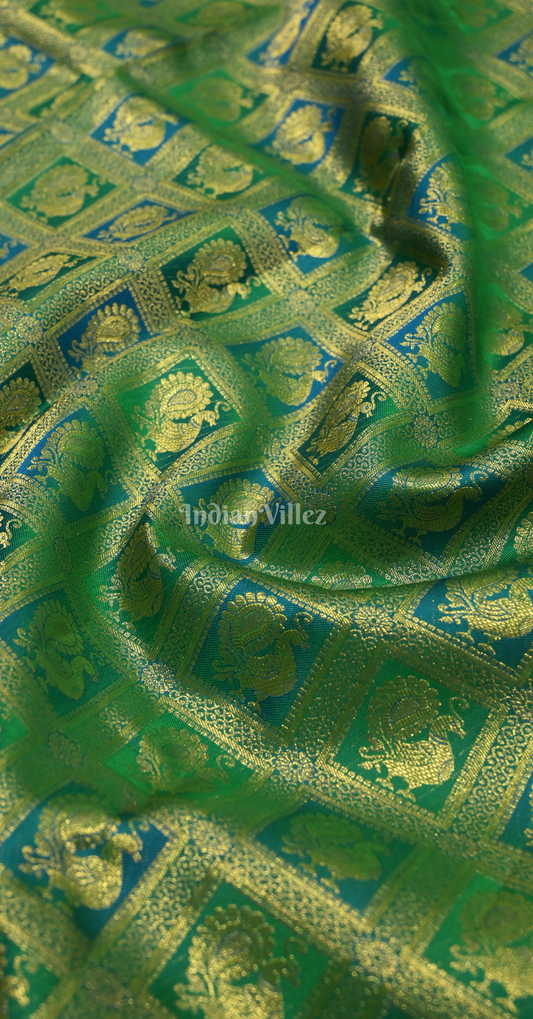 Green Golden Butta Brocade Pure Kanjivaram Silk Saree