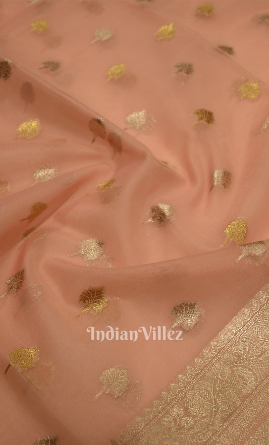 Baby Pink Chanderi Silk Banarasi Saree