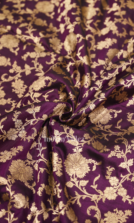 Exclusive Bridal Purple Pure Katan Banarasi Silk Saree