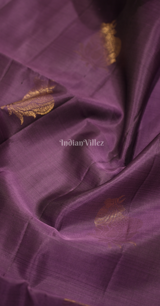 Lavendar Golden Zari Pure Kanjivaram Soft Silk Saree