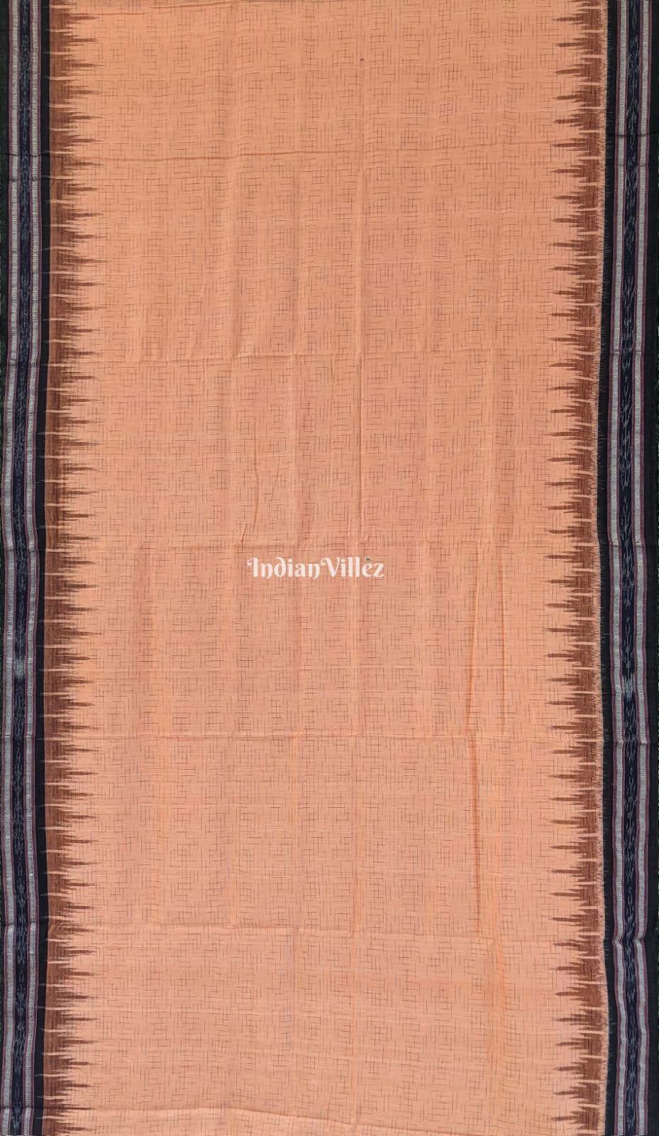 Peach Colour Odisha Ikat Maniabandha Cotton Saree