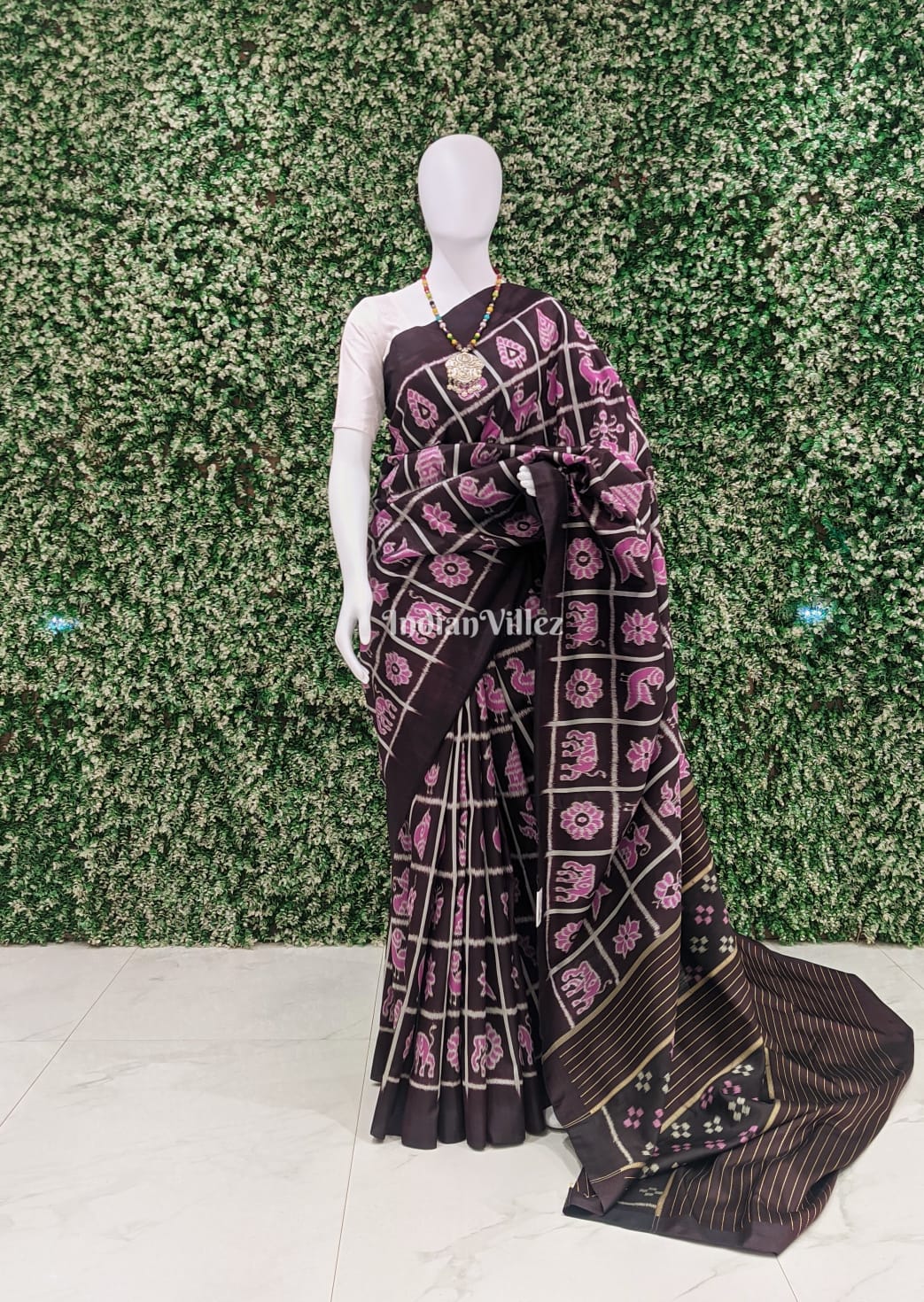 Coffee Color Nabakothi Contemporary Silk Saree