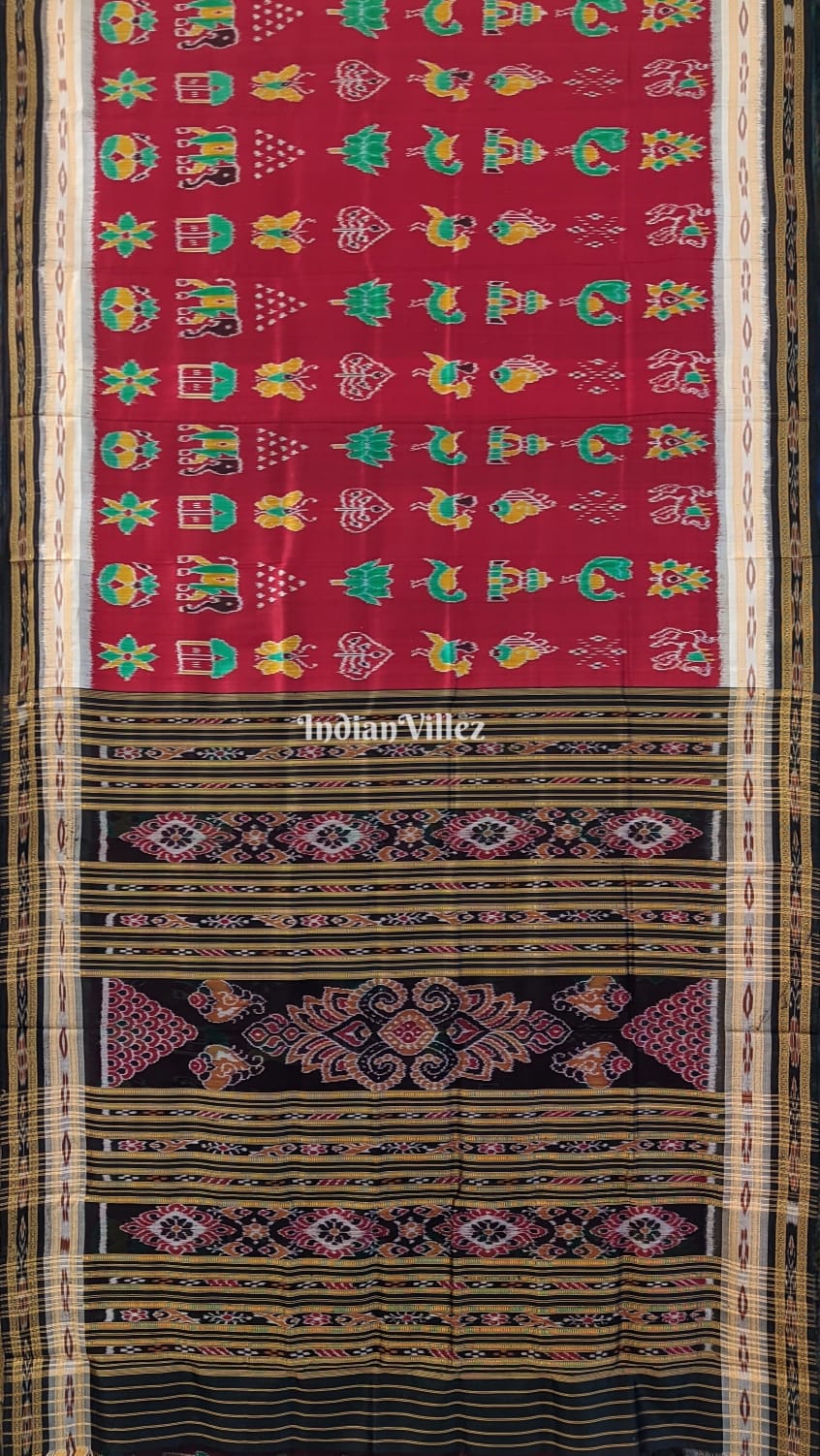 Red Nabakothi Odisha Ikat Khandua Silk Saree