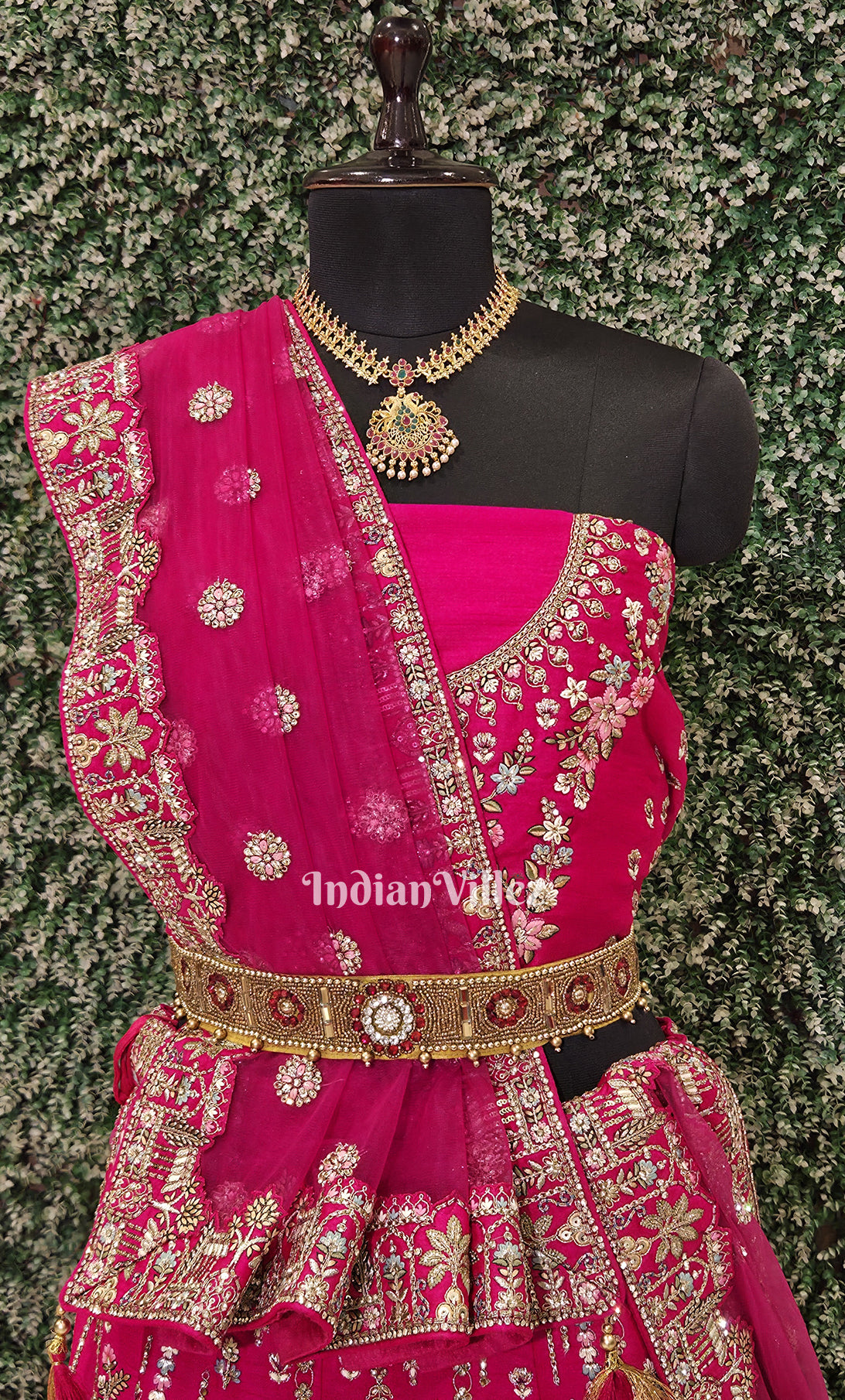 Gergeous Designer Rani Pink  Bridal Zardosi Lehenga Choli With Dupatta