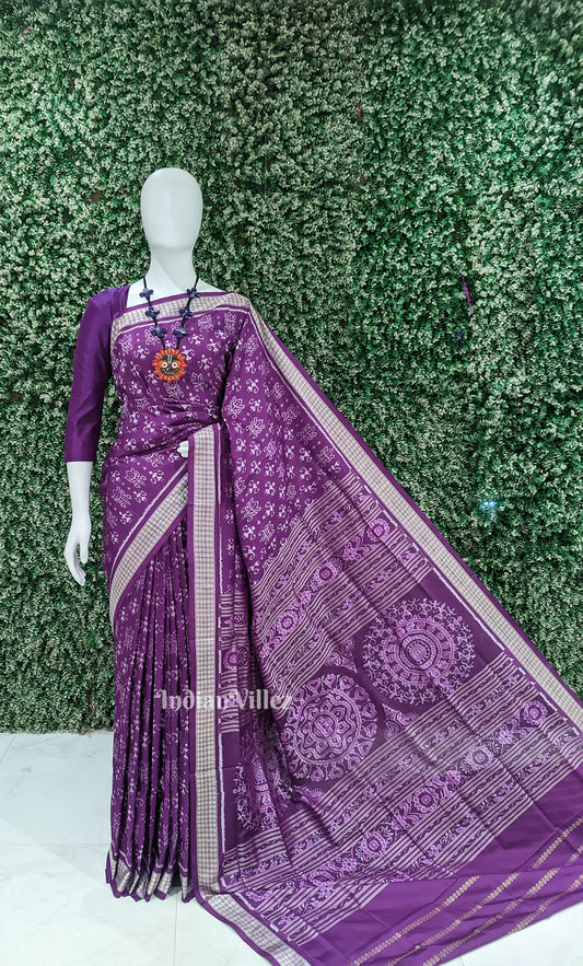 Purple Tribal Theme Odisha Ikat Sambalpuri Silk Saree