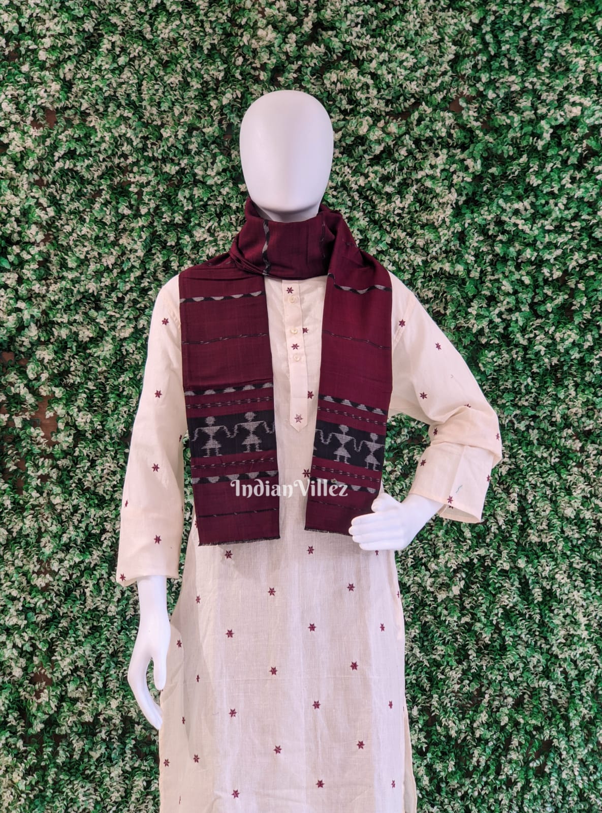 Maroon Saura Cotton Handloom Stole