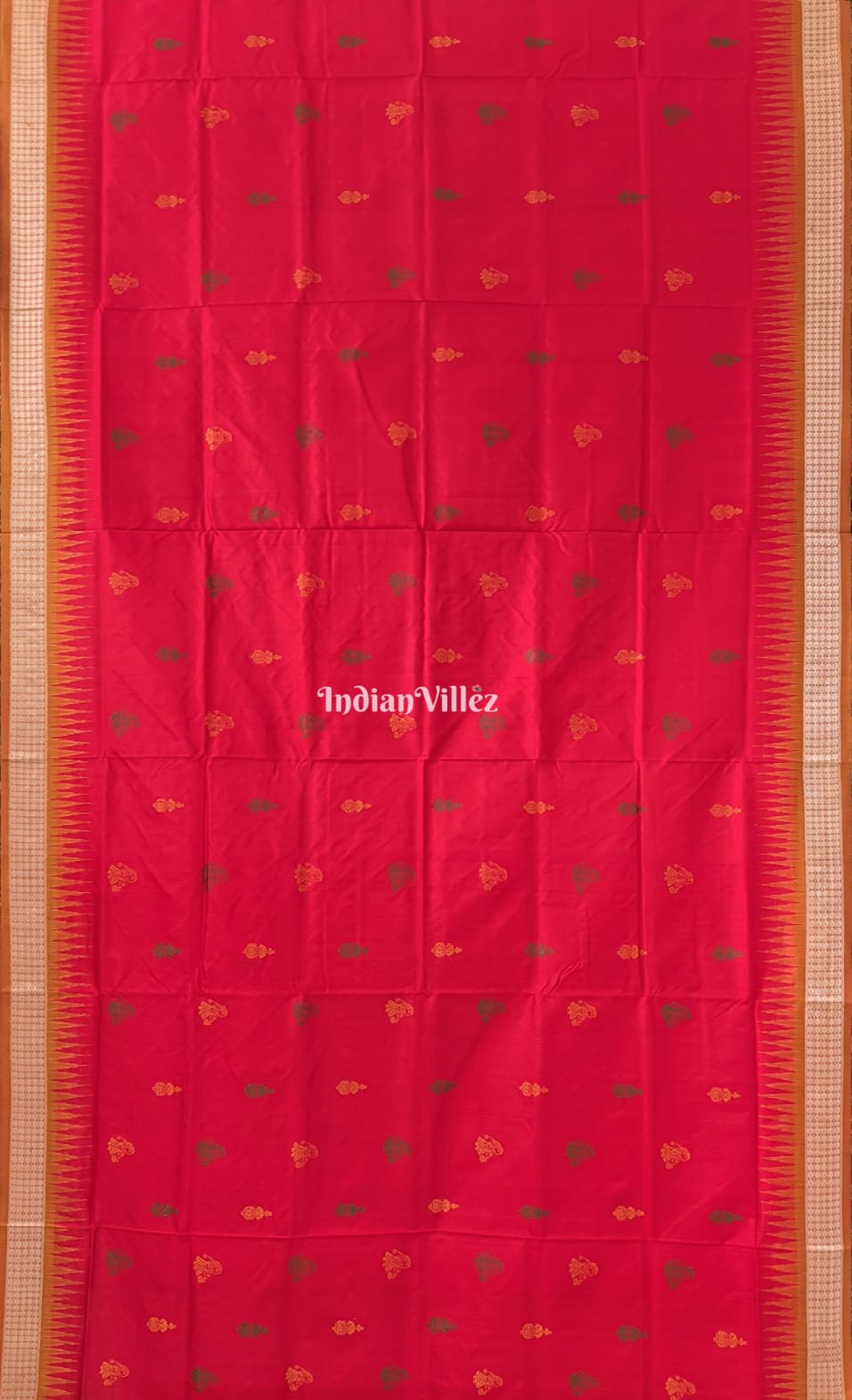 Red Nartaki Motif Bomkai Sambalpuri Silk Saree