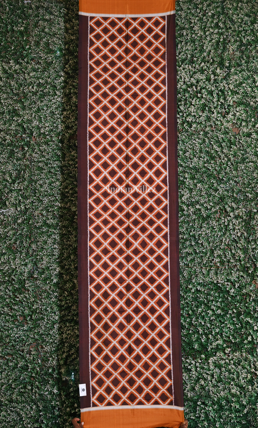 Coffee Yellow Odisha Ikat Pure Sambalpuri Silk Stole