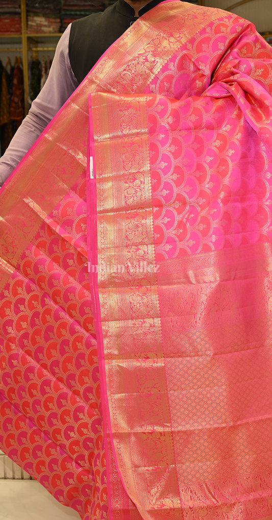 Rani Pink Brocade Pure Kanjivaram Silk Saree