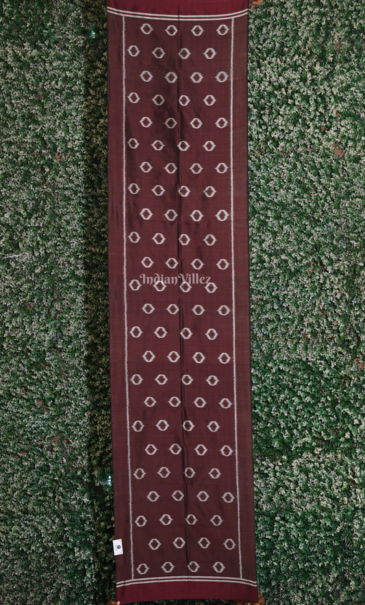 Coffee Maroon Odisha Ikat Pure Sambalpuri Silk Stole