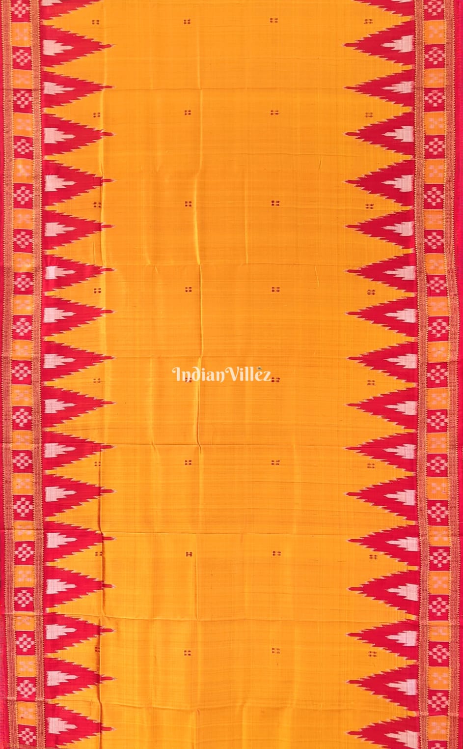 Yellow Red Single Border Pasapali Khandua Silk Saree