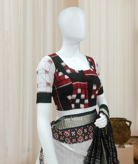 Red Black Pasapali Odisha Ikat Sambalpuri Cotton Blouse