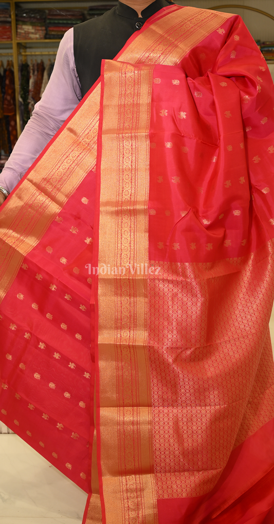 Elegant Red Butta Pure Brocade Kanjivaram Silk Saree